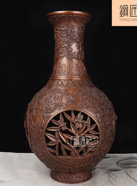 铜匠仁梅兰竹菊花瓶客厅