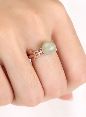 925纯银平安扣戒指空托珍珠diy