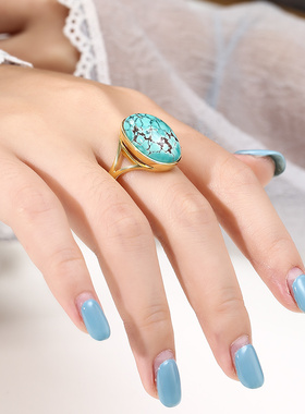 奢金轩蜜蜡琥珀纯银简约戒指空托