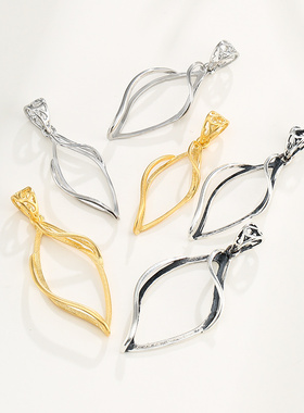 棱形镶嵌琥珀蜜蜡吊坠空托