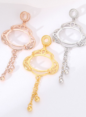 古风铜钱吊坠纯银圆形diy碧玉