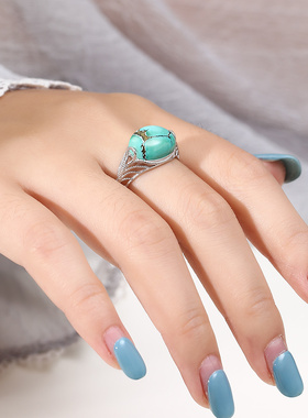 925纯银日韩戒指空托diy蜜蜡