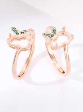 纯银戒指空托葫芦碧玉和田玉S925