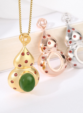 创意日韩葫芦古法金镶嵌吊坠空托