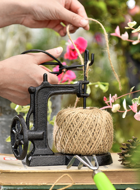 sungmor 复古铸铁麻绳架桌面摆件手工礼品缠绕绳庭院阳台编织装饰