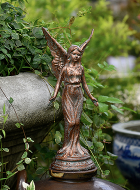 sungmor 天使摆饰家居装饰铸铁工艺品复古铸铁手拉手天使翅膀摆件