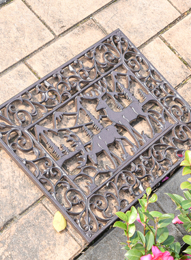 Sungmor 铸铁欧式地垫蜻蜓麋鹿入户门踏复古铁艺庭院别墅大门装饰