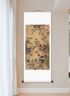 百鸟朝凤图唐伯虎中式复古风国画