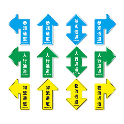 参观通道地贴标识地标地面指示人行安全通道告示告知工厂车间仓库方向箭头指引导向标示耐磨自粘标志提示定制 - 图3