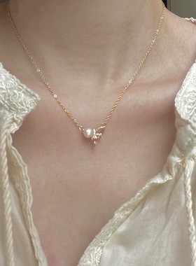 天然法式淡水珍珠项链女