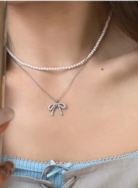 s925银镀金蝴蝶结项链