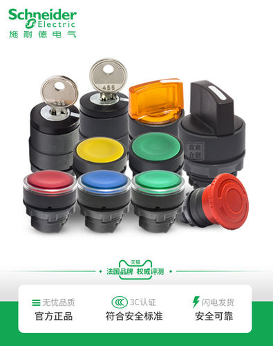 施耐德XB5按钮头平头带灯选择钥匙急停ZB5AS54C绿红白黄ZB5AD2C - 图0