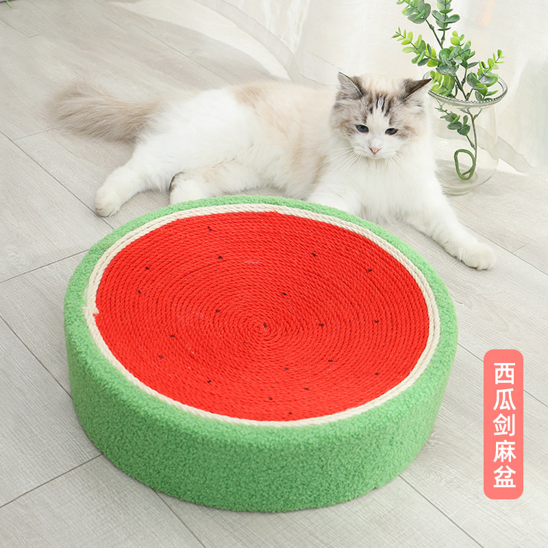 猫窝猫抓板一体耐磨不掉屑西瓜剑麻猫爪板磨爪器猫抓盆圆形猫玩具 - 图3