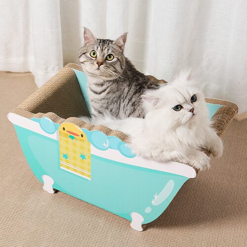 浴缸猫抓板猫窝一体瓦楞纸不掉屑澡盆猫爪板耐磨大号玩具猫咪用品 - 图0