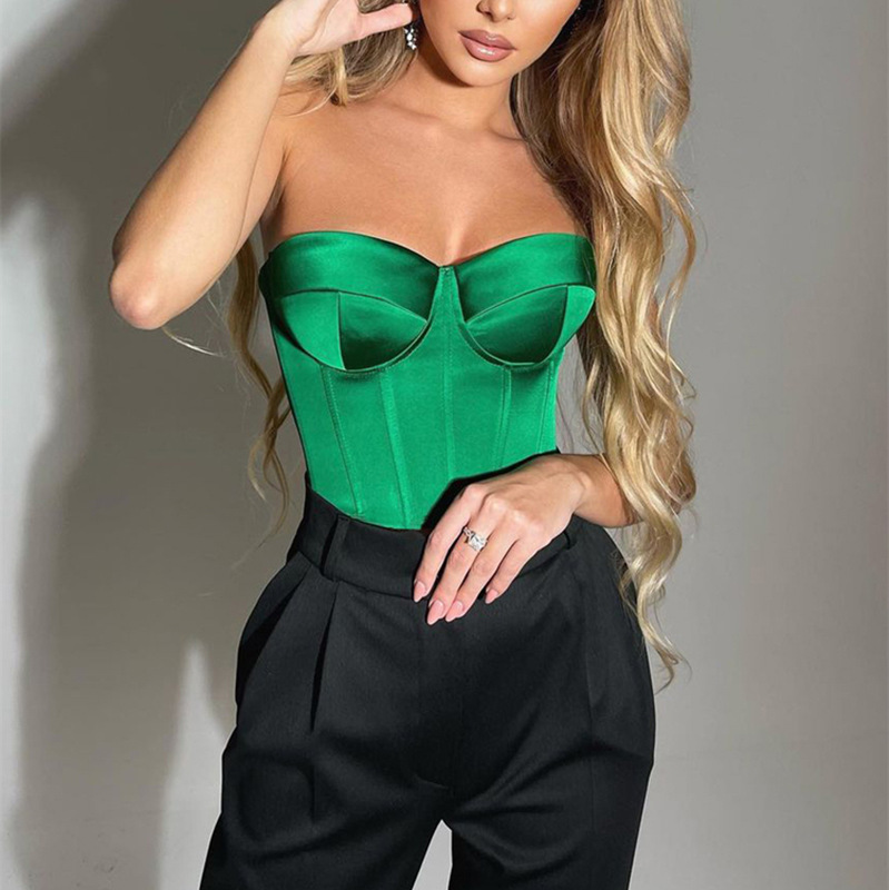 Crop Tops Summer Sexy Strapless Off Shoulder Tube Party Cors - 图0