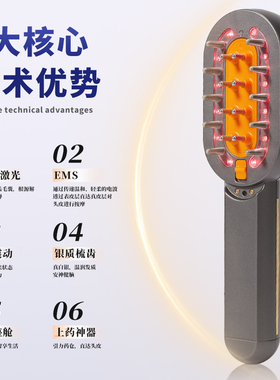微尼狮红光健发梳生发梳激光红外线电动按摩生发仪上药导液育发梳