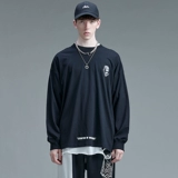 Спортивная хлопковая черная утепленный лонгслив для школьников в стиле хип-хоп, осенний, свободный крой