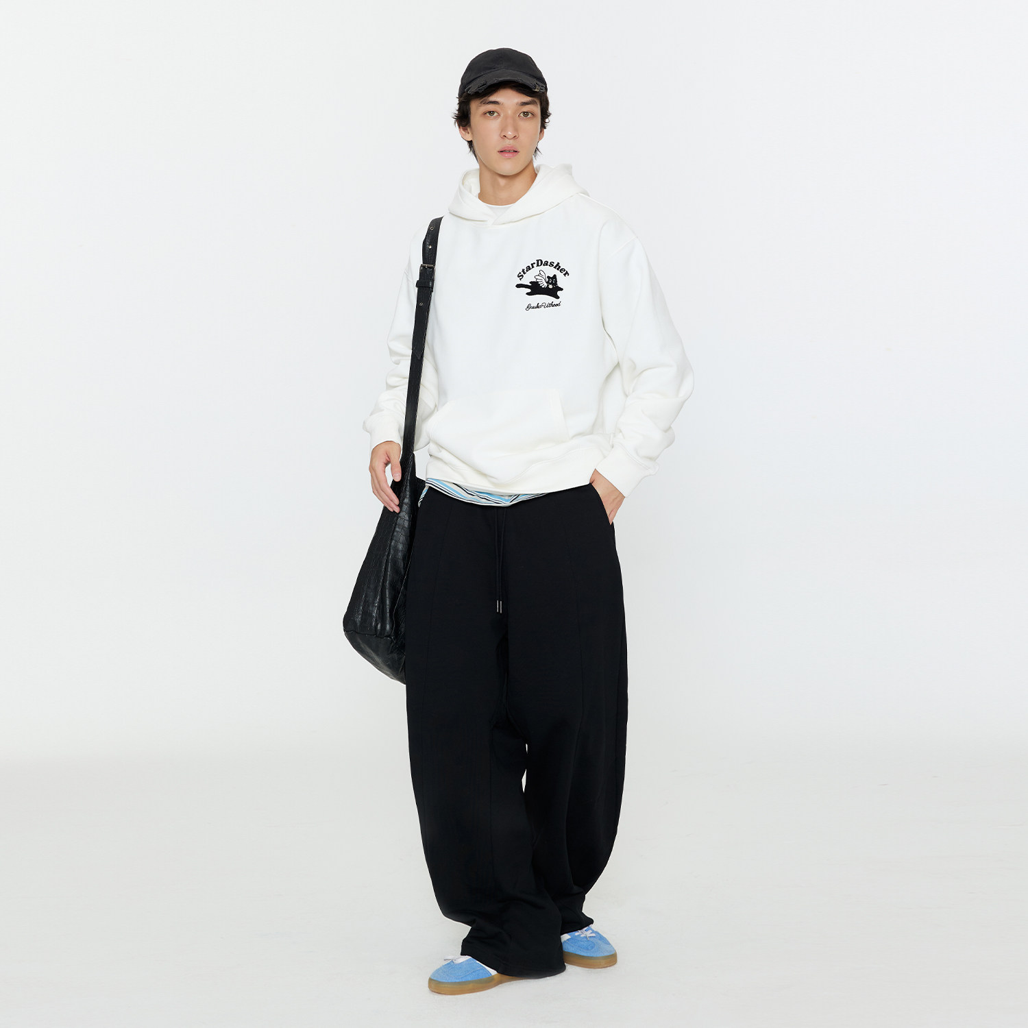 GUUKA潮牌黑色美式弯刀卫裤男冬季加绒 重磅纯棉堆堆长裤运动裤子,淘宝优惠券,粉丝福利购,淘宝优惠卷