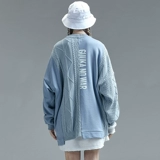 Синяя длинная толстовка для влюбленных в стиле хип-хоп, осенняя, круглый воротник, средней длины, свободный крой