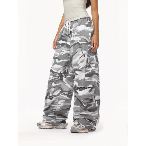 Camouflage workwear casual pants women wide leg pants - 图0