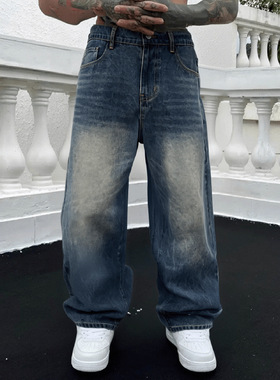 Men's retro loose straight leg jeans复古牛仔裤男2025宽松直筒