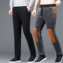 Winter cotton pants outside wearing mens high waist kneecap silk cotton pants elastic workout warm pants dad and cotton thickened