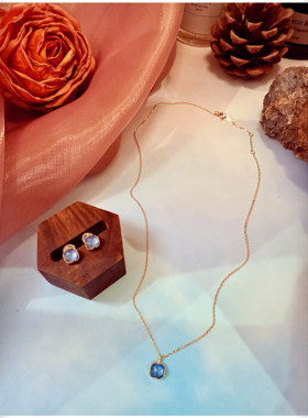 超美海水蓝绿松石宝石项链耳环