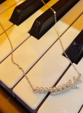 南洋贝珠文艺银纸锁骨链锆石项链