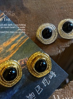 黑玛瑙博主街拍中古项链耳环戒指