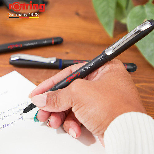 rotring红环直液式走珠笔一次性中性笔日常书写制图笔工程笔小学初中性用针管笔头黑色蓝色0.5mm - 图1