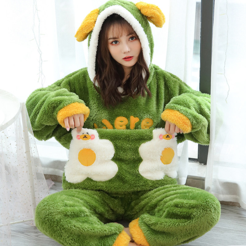 女大童女生少女孩甜美法兰绒睡衣 韩雨芹睡衣/家居服套装