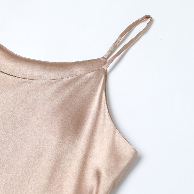 吊带夏性感冰丝睡衣裙长款真丝长裙 七彩萤睡裙