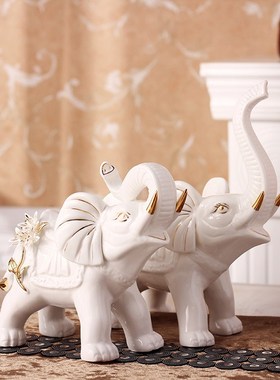 轻奢陶瓷大象摆件创意家居客厅电视柜酒柜装饰品乔迁新居吉祥