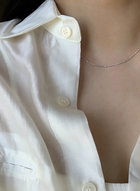 锁骨链纯银经典百搭侧身包珠链女