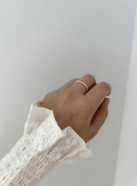 女纯银小众爆闪素圈百搭戒指弹力