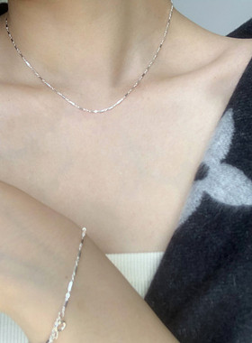 无钻胜有钻 通体925纯银高级感超闪项链女不掉色锁骨链素链手链