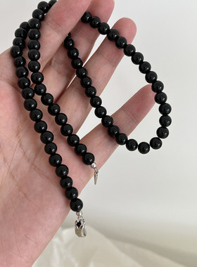 S925纯银女暗黑玛瑙项链手工串珠