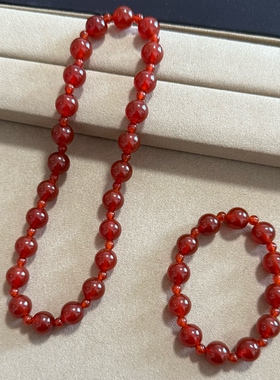 特！许妍露思同款天然红玛瑙双圈手串新中式复古显白小众新年手链