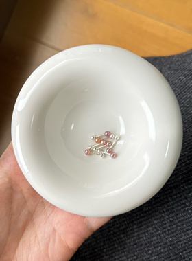 S925纯银圆形天然粉紫色迷你珍珠耳钉养耳洞睡觉不用摘拧螺丝女