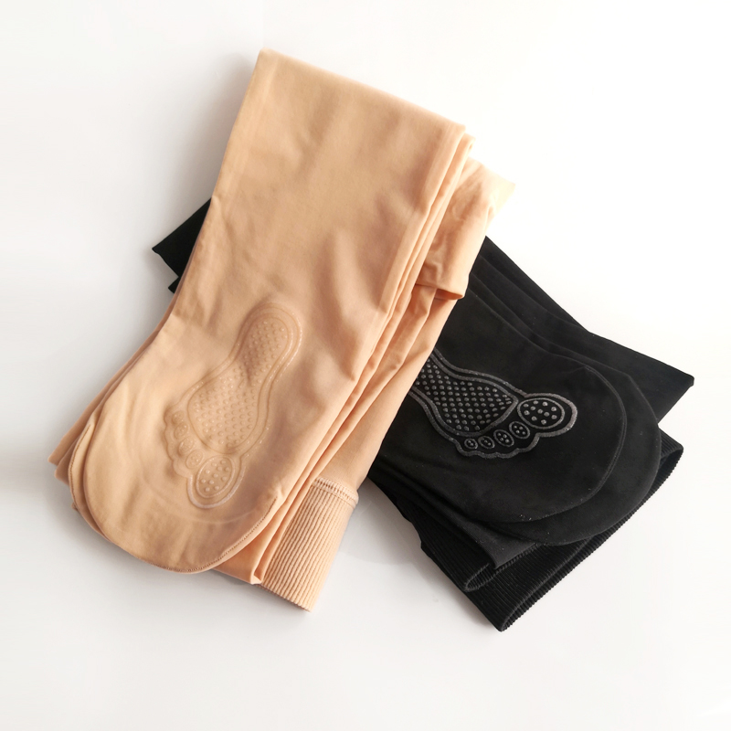 2条80D光面不勾丝袜女春秋中厚遮疤美腿脚底防滑钢丝大码连裤袜子 - 图1