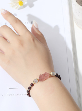 天然糖果彩虹碧玺14k金水晶手链貔貅小众设计冷淡风转运手串礼物