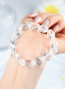 批发天然白水晶不规则随行单圈手链外贸清新时尚经典手串饰品
