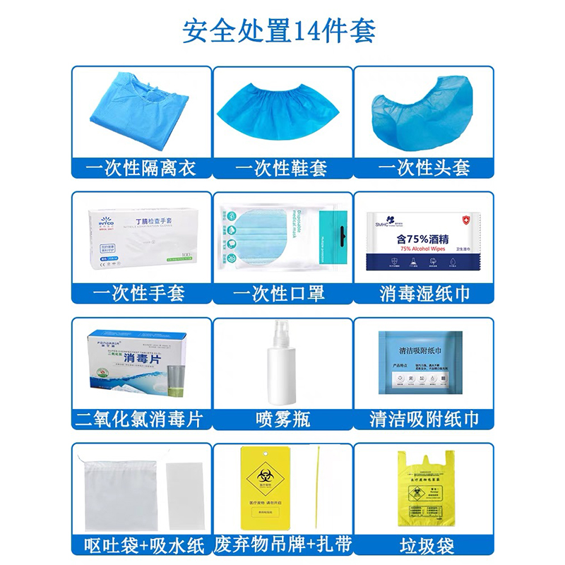 幼儿园呕吐包一次性呕吐物处理包学校养老院呕吐应急处置包14件套 - 图0