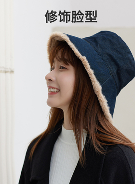 cogit冬女牛仔百搭风渔夫帽子