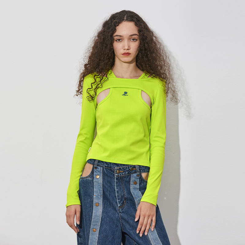 JOYRICH 2024秋冬女款美式辣妹背心坎肩罩衫长袖两件套打底衫上衣