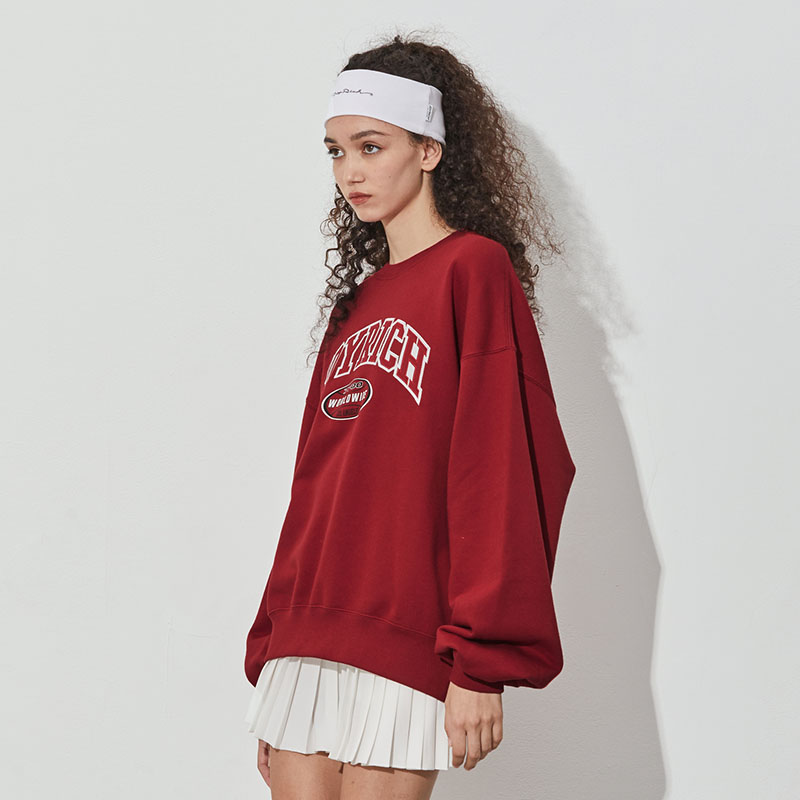 JOYRICH 2024秋冬女款美式复古落肩灯笼袖宽松廓形圆领显瘦卫衣