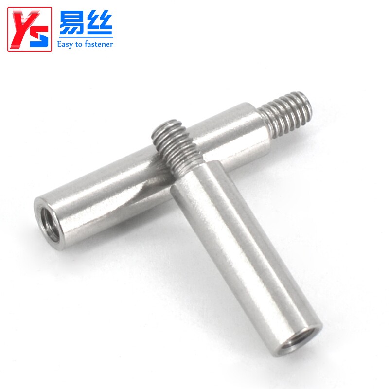 易丝304单头圆形螺母柱圆柱形单通铜柱接线柱隔离柱阴阳连接螺柱 - 图2