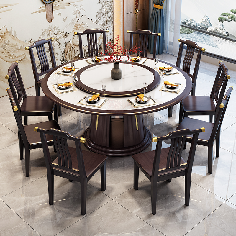 实木岩板餐桌椅组合现代简约2025新款酒店圆形大圆桌家用吃饭桌子,淘宝优惠券,粉丝福利购,淘宝优惠卷