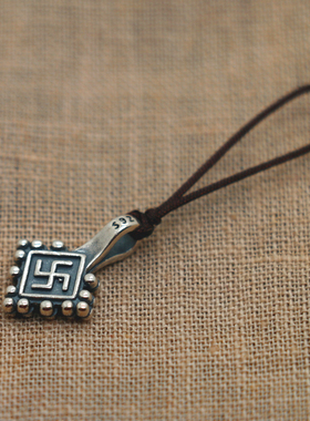 S925纯银万字符卡子吊坠藏式文玩夹子挂饰手串配件金刚星月菩提