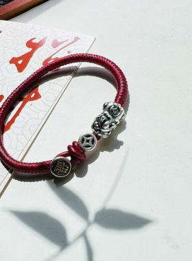 高光泰蜡秘鲁结金刚结925银招财纳福手工编织手绳男女可定制礼物